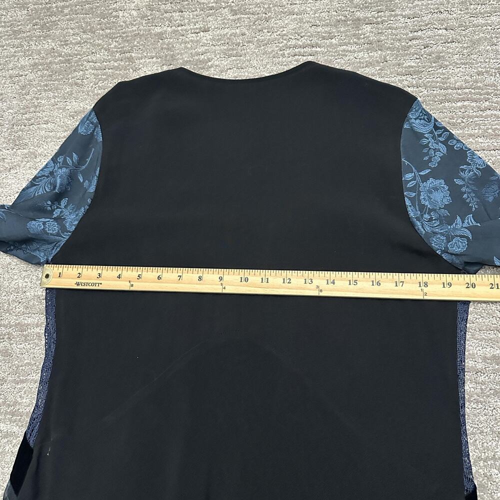 Spencer Alexis Dress Jacket Set Womens 6 Black Blue Velvet Floral Boho Formal - Picture 15 of 16